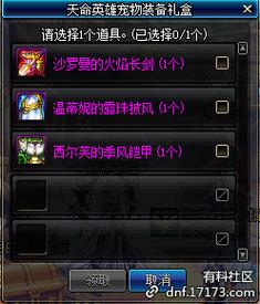 dnf天命英雄宝物礼盒